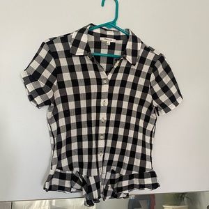 Madewell linen plaid top